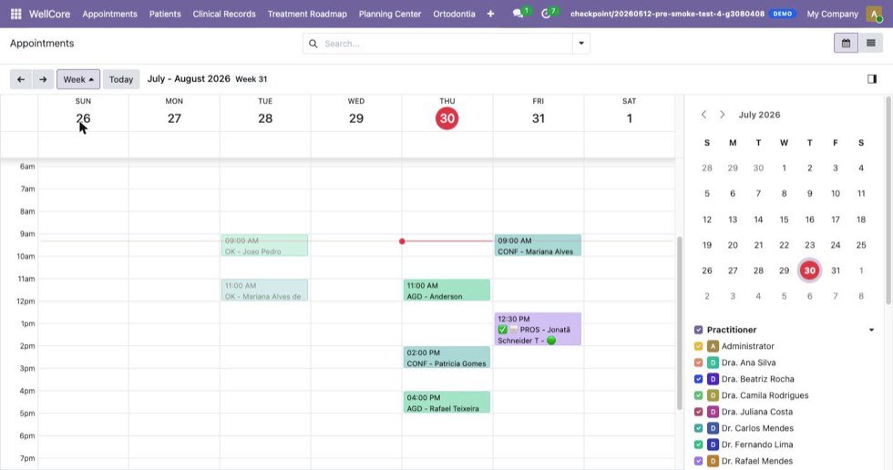 Agenda semanal do ambiente demo, por profissional